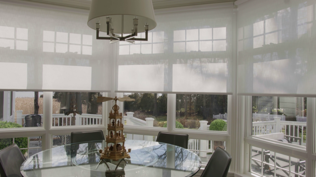 Smart shades in kitchen of luxury home powered by Access Networks enterprise-grade networking